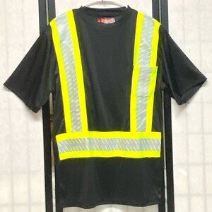 Tingley Job Sight Hi-Vis Reflective Safety Tee Shirt XL Black Yellow Workwear